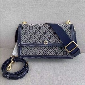 Tory Burch Navy Blue Patterned Women's Bag